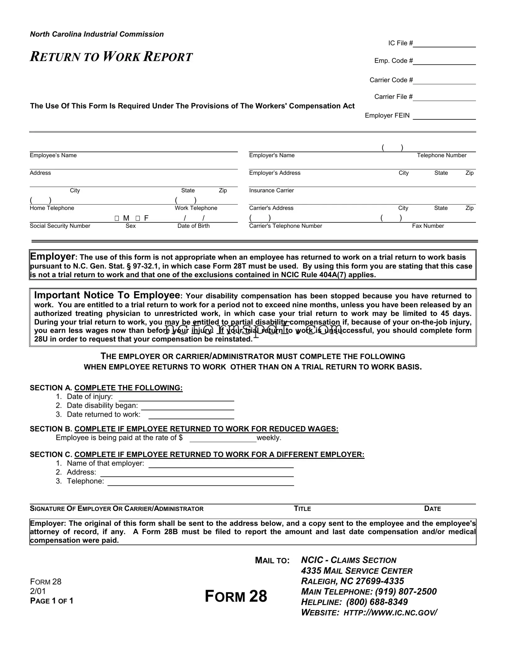Fill in Your North Carolina 28 Template