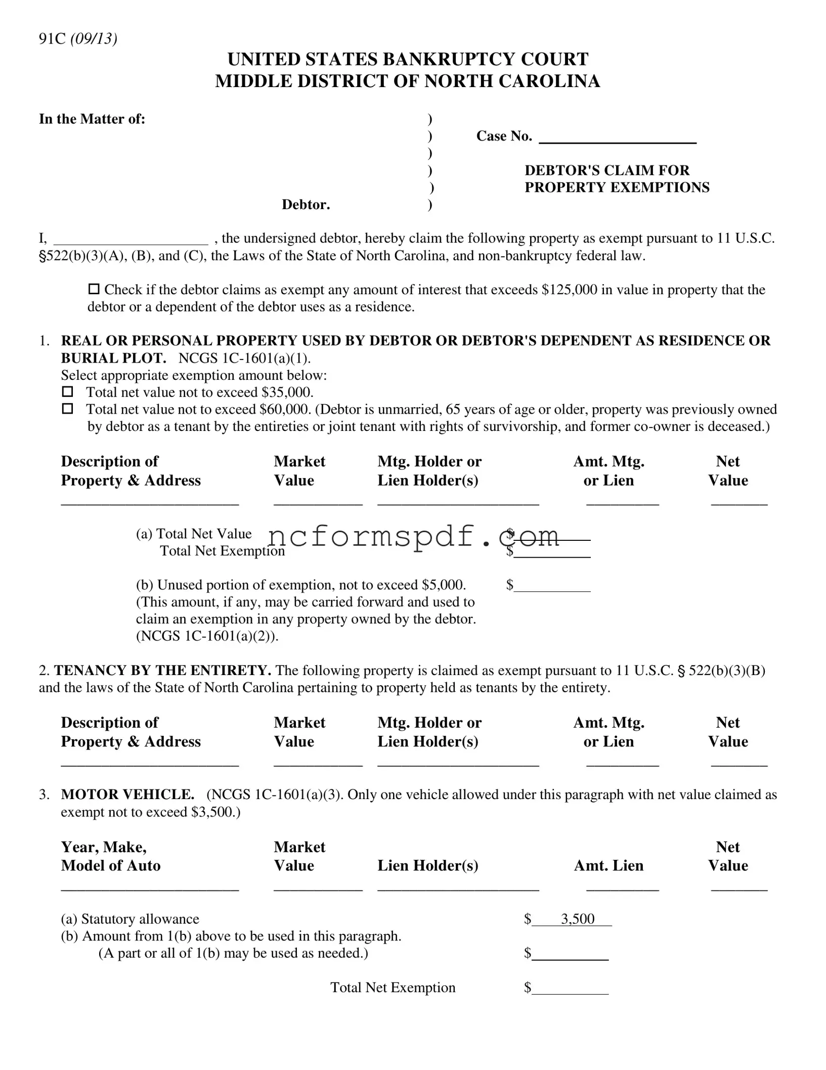 Fill in Your North Carolina 91C Template