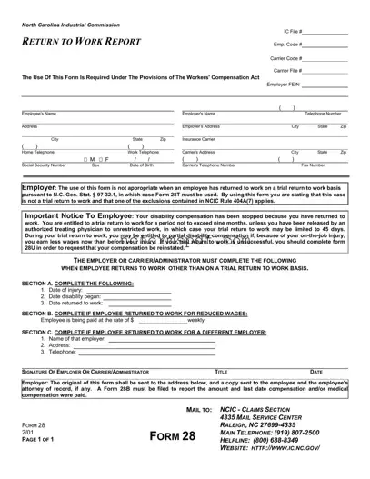 Fill in Your North Carolina 28 Template