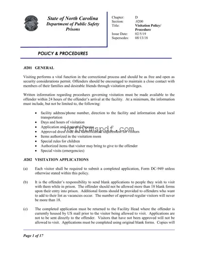 Fill in Your North Carolina Prison Application Template