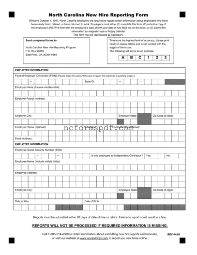 Fill in Your North Carolina Reporting Template